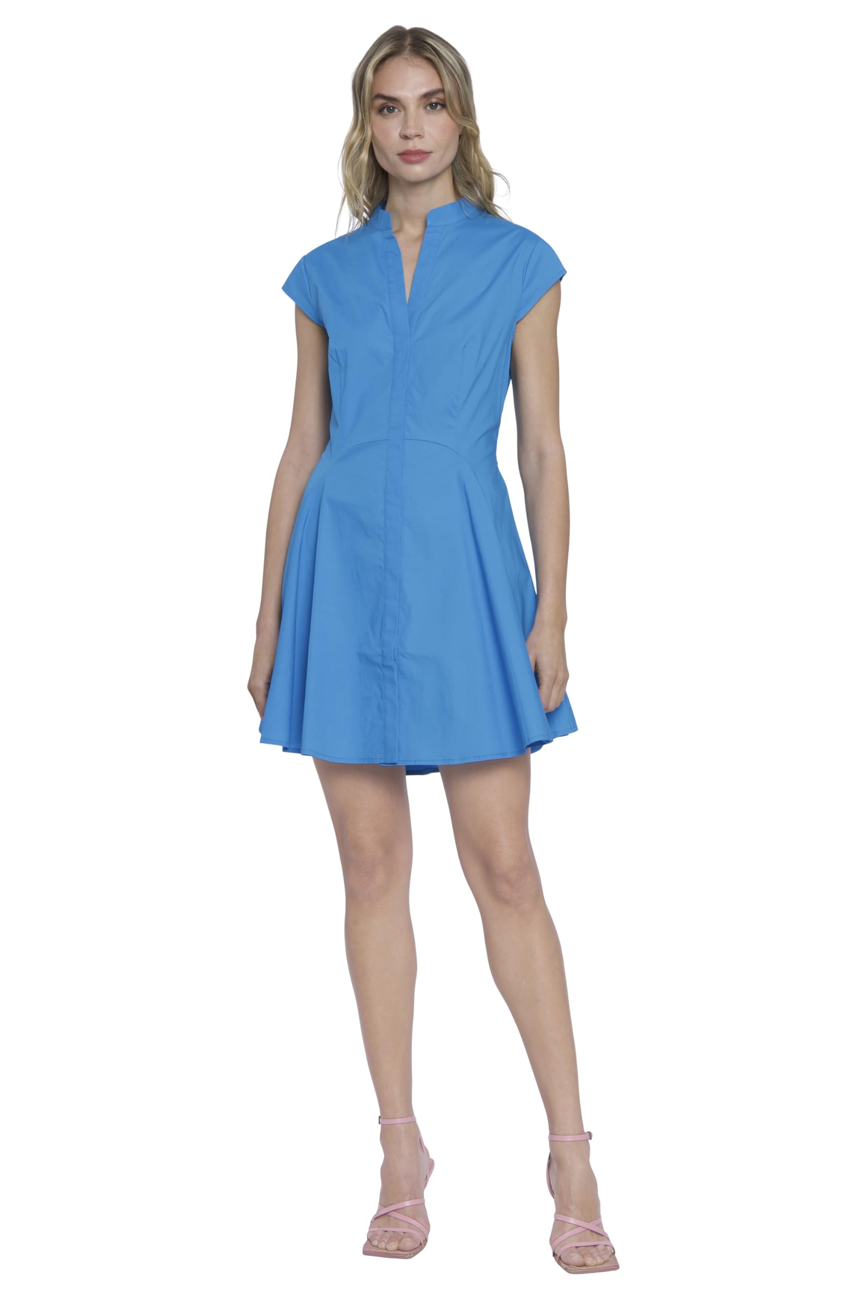 Donna Morgan Women's High Neck Fit & Flare Shirtdress - Summer Floral Casual Dress for Work, Date Night & Outdoor Events