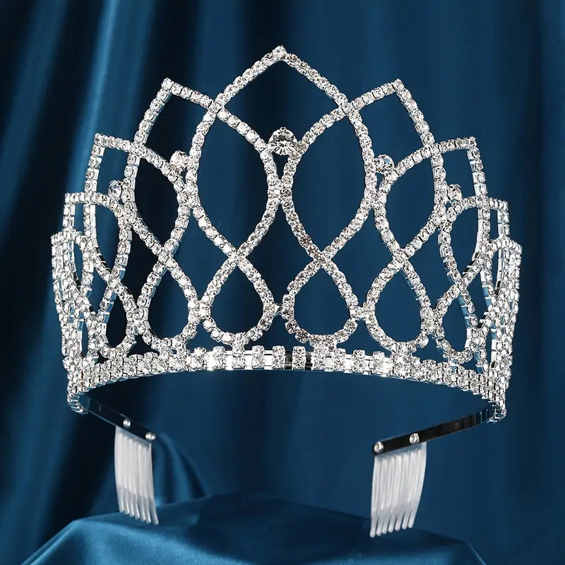 Glimmering Grace Rhinestone Tiara for Women - Elegant Crystal Crown for Queens, Princesses & Brides - Perfect for Weddings, Prom, Pageants & Special Occasions