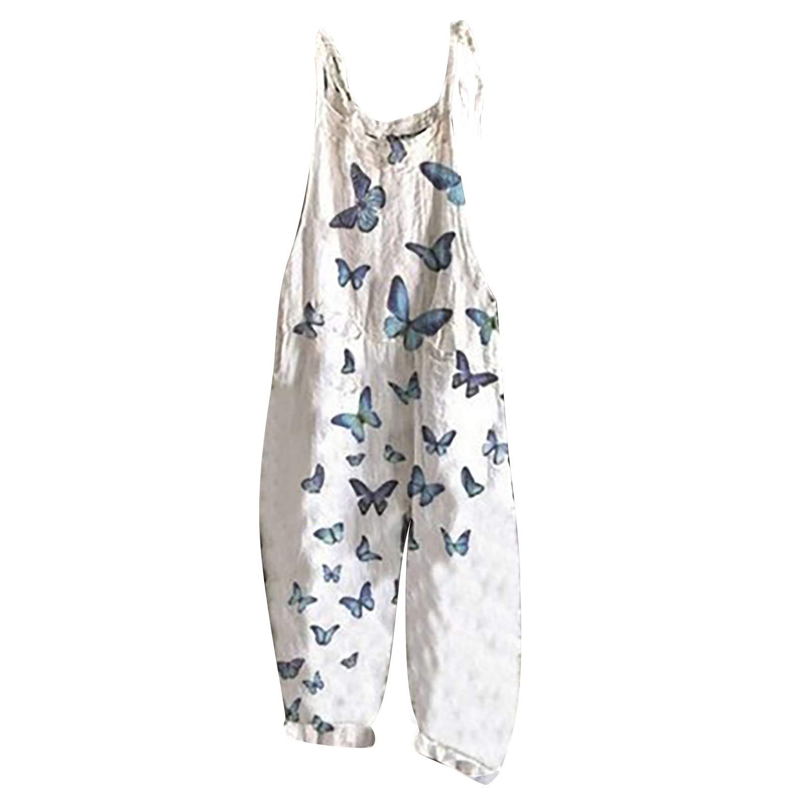 DEYIOU Women's Cold Shoulder Suspender Cami Pants Jumpsuit - Ethnic Style Printed Romper with Solid Color for Casual Outings, Summer Vacations & Boho Fashion