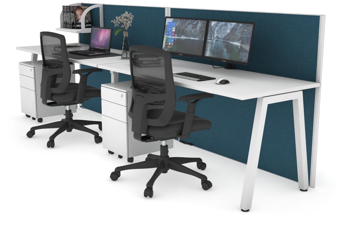 Horizon Quadro 2 Person Standing Desk | 1800L x 700W Adjustable Office Workstation | Perfect for Shared Workspaces & Collaborative Environments