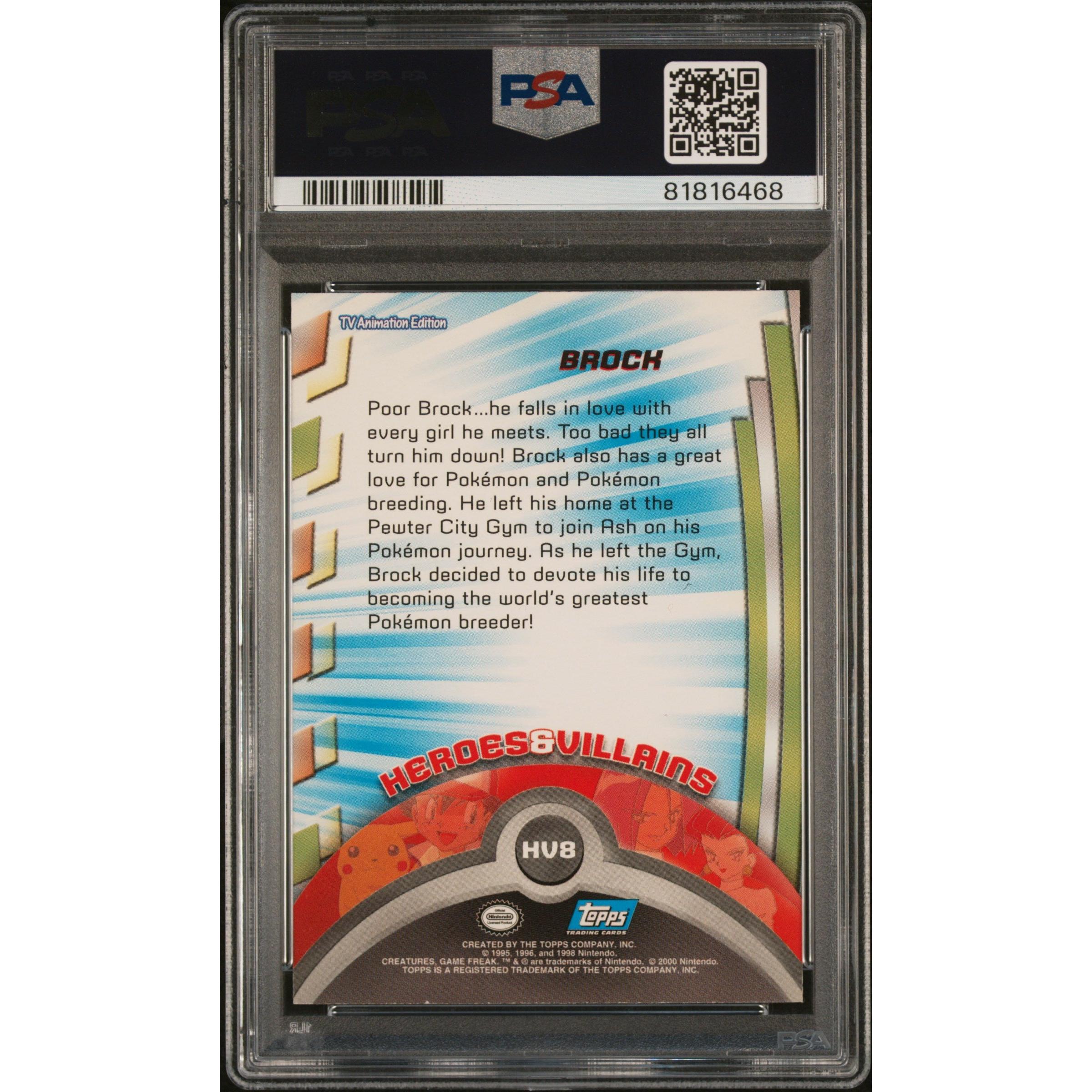 2000 Pokemon Topps Animation Series 3 Brock HV8 PSA 9 Graded Card - Rare Collectible for Trading Card Game Fans & Pokemon Enthusiasts - Perfect for Display, Investment, and Battling Decks