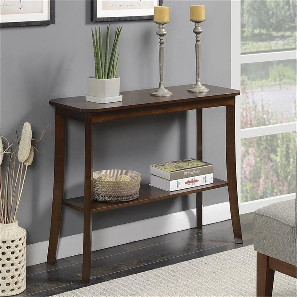 Pemberly Row Traditional Espresso Wood Console Table - Elegant Entryway Furniture for Hallway, Living Room & Foyer Decor