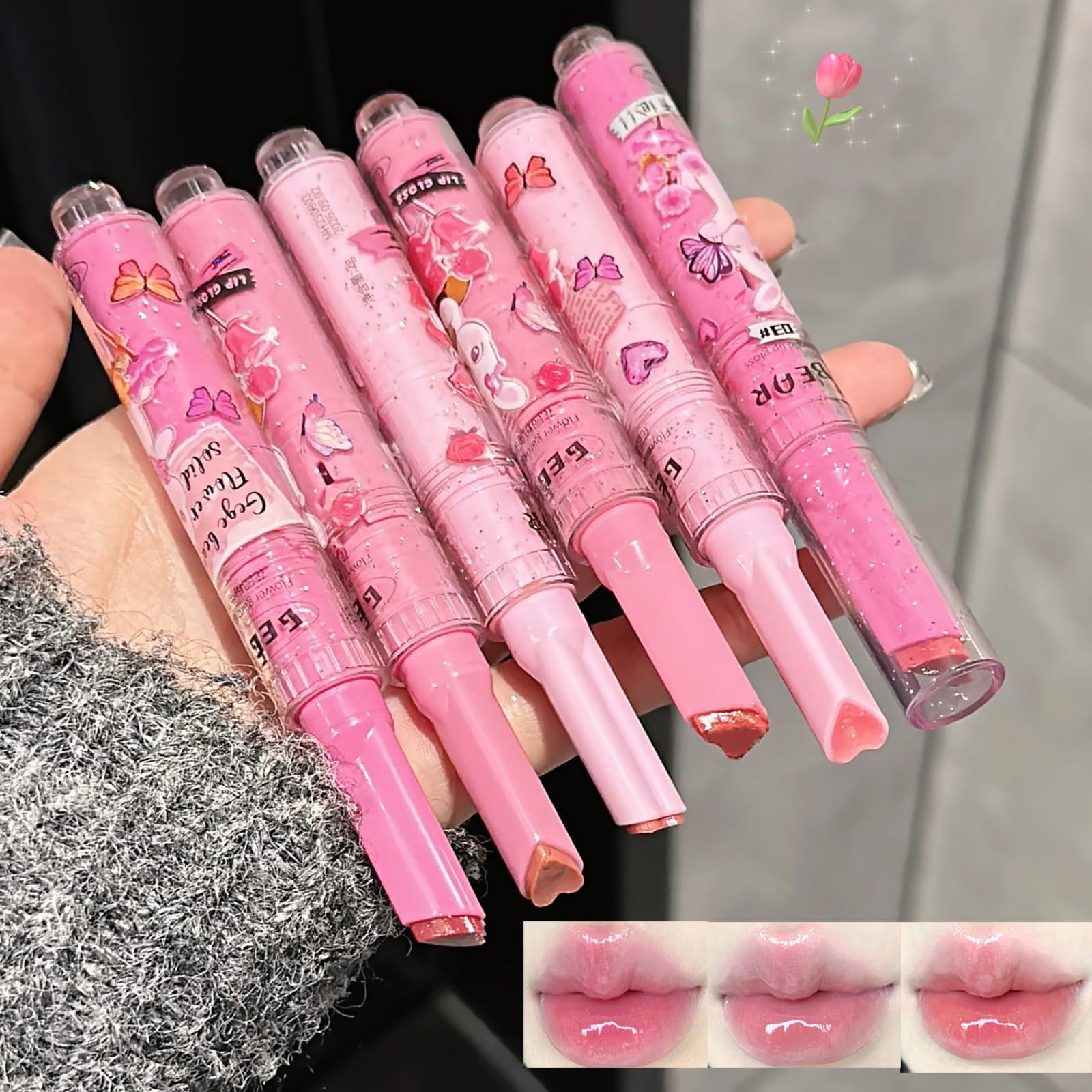 Petansy 6 Colors Jelly Lipstick Set - Heart Shape Hydrating Lip Balm with Mirror Effect, Longwear Lip Gloss & Stain for Women | Perfect for Daily Makeup, Parties & Gifts