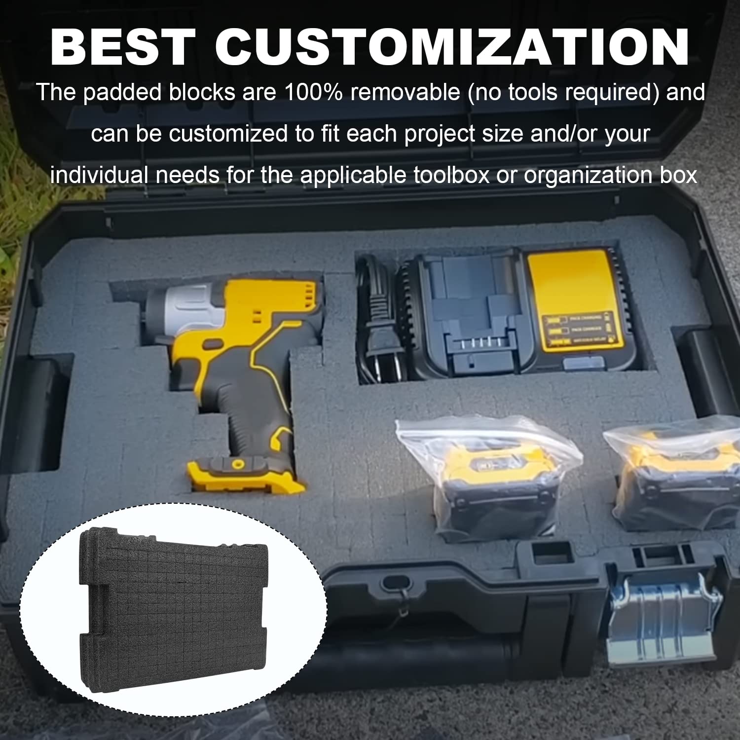 DEWALT Tool Box Foam Insert Organizer (2Pcs) - Fits DWST88801, DWST17808, DWST17807, DWST17805 - Perfect for Workshop, Garage & Job Site Tool Storage