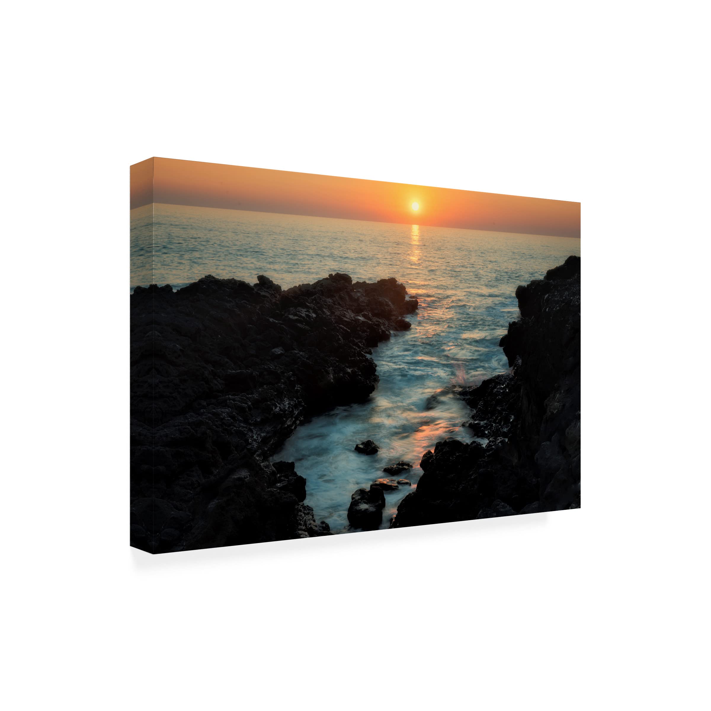 Rocky Coast At Dusk 2 Canvas Wall Art by Dennis Frates - Stunning Ocean Sunset Landscape Painting for Living Room, Bedroom & Office Decor