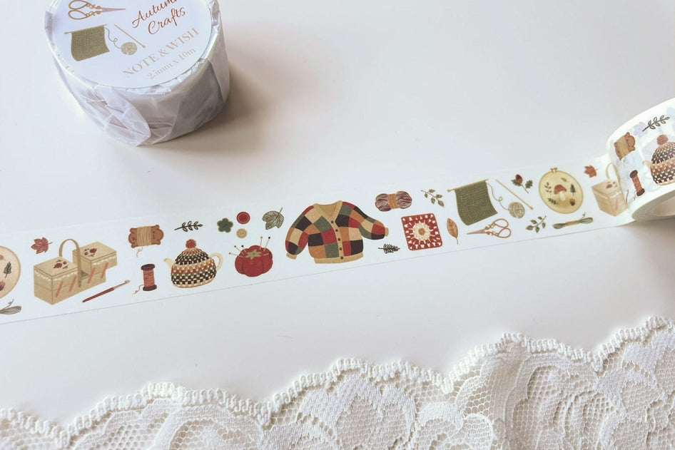 Autumn Crafts Washi Tape - Decorative Japanese Paper Tape for Scrapbooking, Journaling, DIY Projects & Fall Home Decor