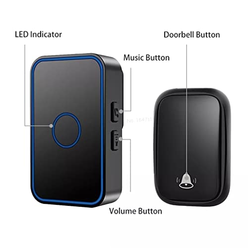 Wireless Doorbell with LED - No Battery Needed, 150M Range, 60 Chime Tones, Easy Installation for Home Security (Black) - Perfect for Apartments, Houses & Offices