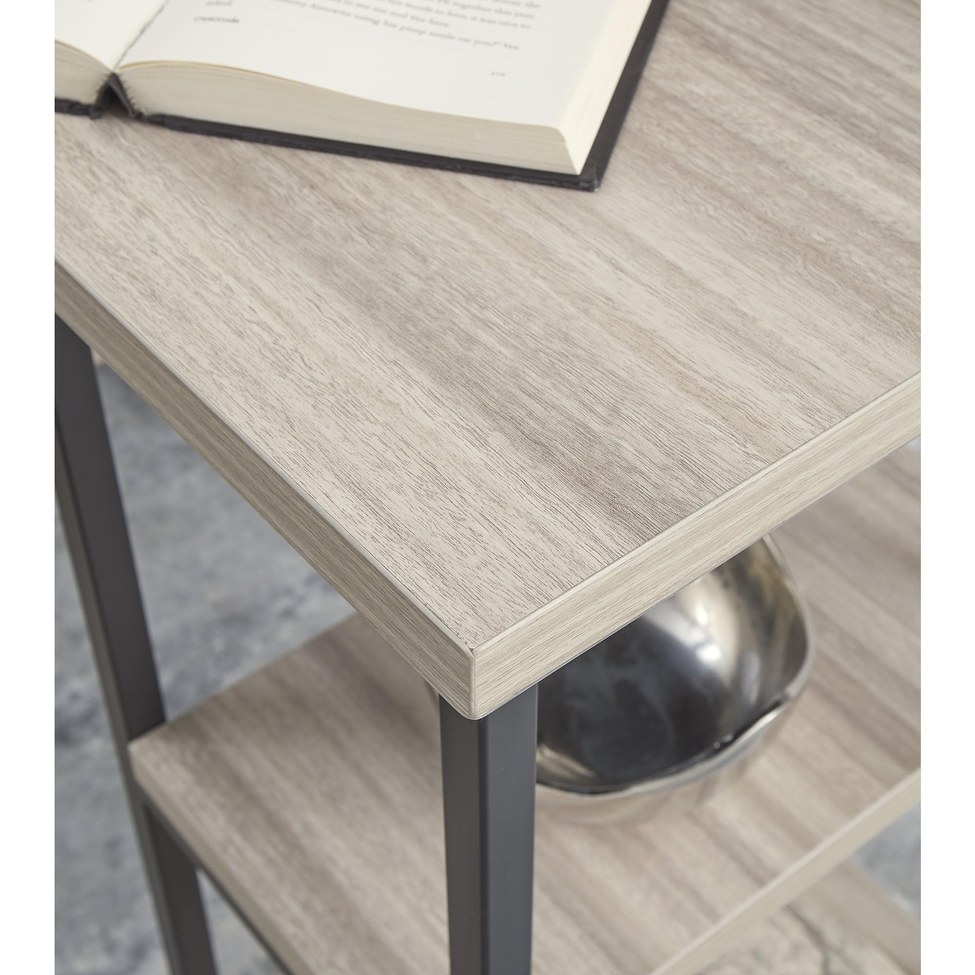 Signature Design by Ashley Waylowe Industrial Home Office Desk - Beige & Black Wooden Writing Table for Modern Workspace | Perfect for Small Office, Study Room & Home Office Setup