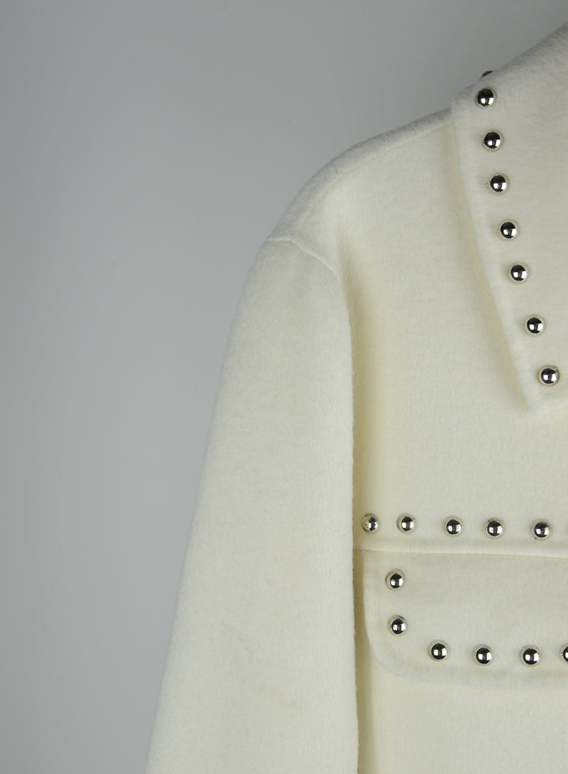 P.A.R.O.S.H. Cream Studded Jacket Size 42 - Stylish Outerwear for Women's Casual & Evening Wear
