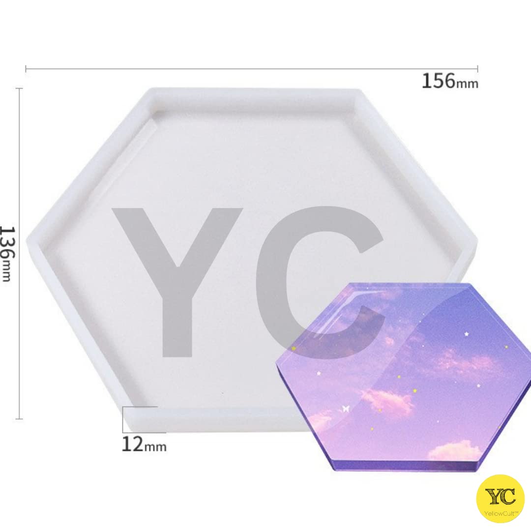 YellowCult™ 3D Resin Silicone Mold Set for DIY Crafts - 2 Piece Coaster Molds (1 Large & 1 Small Hexagonal) - Perfect for Resin Art, Soap Making, Chocolate Candies, Ice Cubes & Candle Making - Ideal for Home Decor, Gift Making & Creative Projects