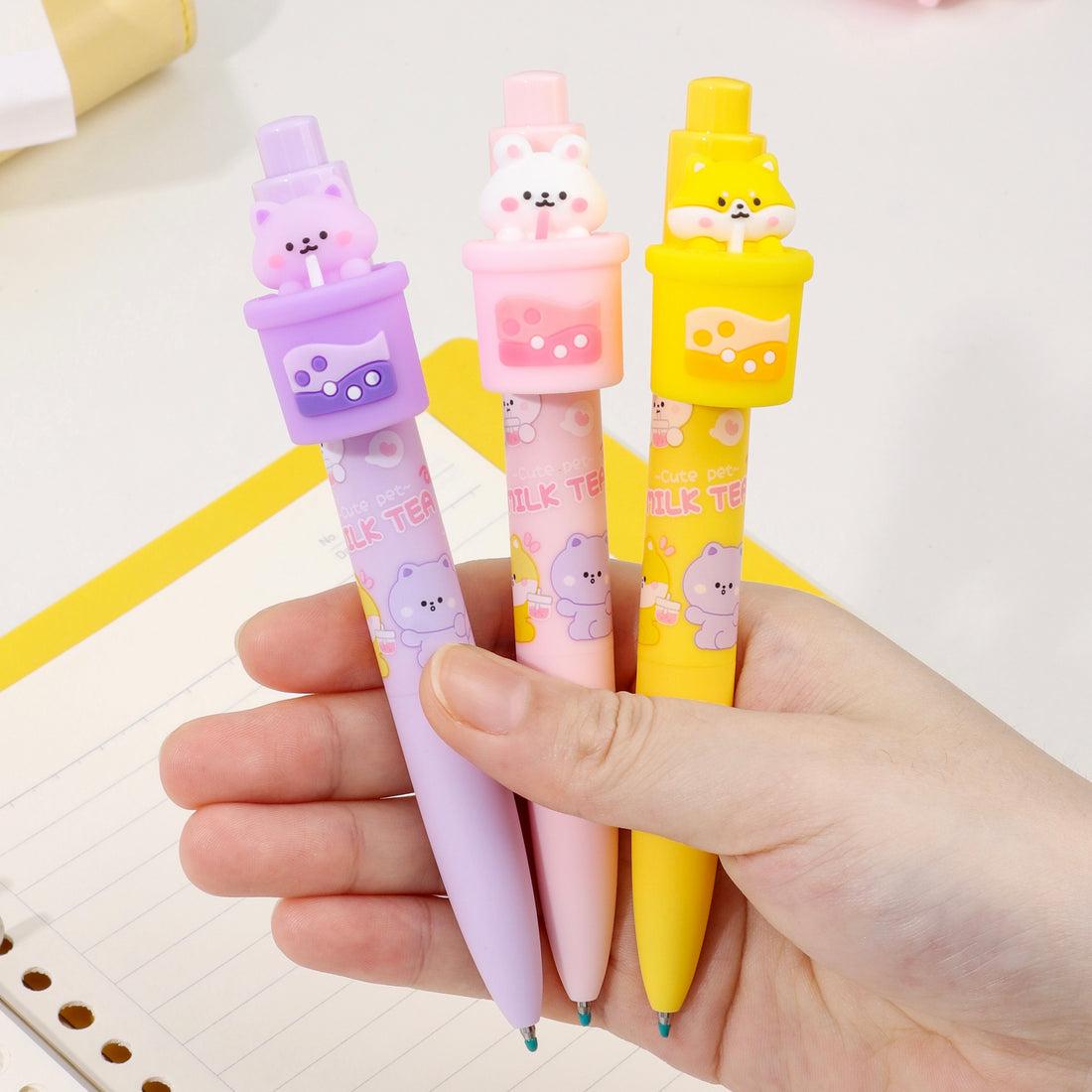 Boba Pet Retractable Gel Pen - Cute Kawaii Cat & Dog Design, Smooth Writing for School, Office & Journaling - Perfect Gift for Students & Stationery Lovers