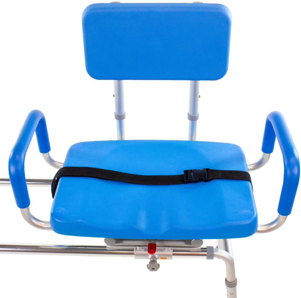 Bariatric Carousel Sliding Transfer Bench with Swivel Seat - 600LB Weight Capacity for Elderly & Disabled - Safe Bathroom Shower Chair for Mobility Assistance