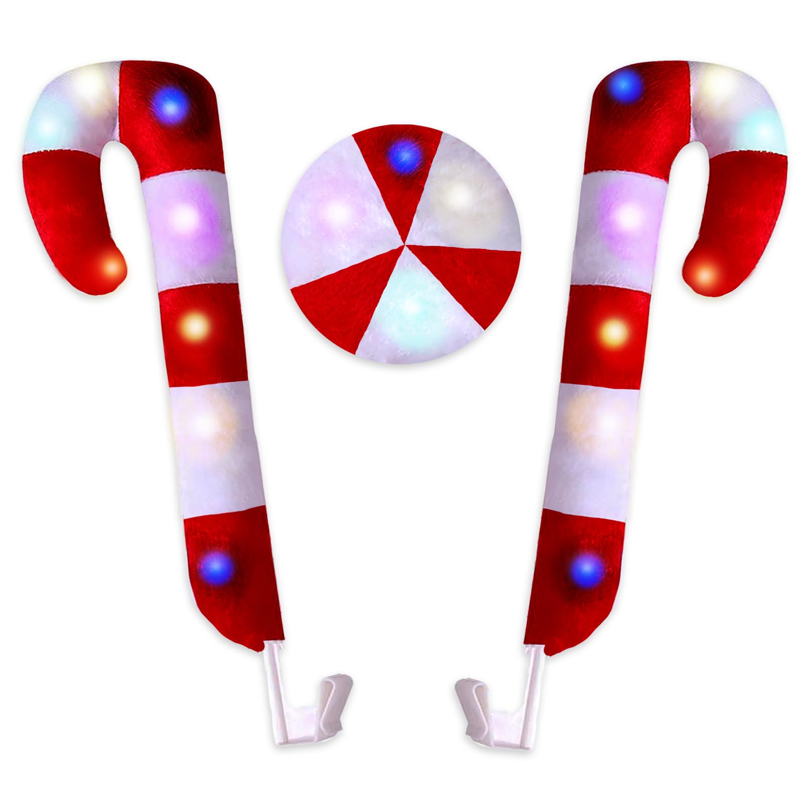 LED Car Reindeer Christmas Decorations with Lighted Antlers, Christmas Tree, Candy Cane & Elf Leg Character Kit - Colorful Lights for Holiday Car Accessories | Perfect for Christmas Parties, Road Trips & Festive Decor