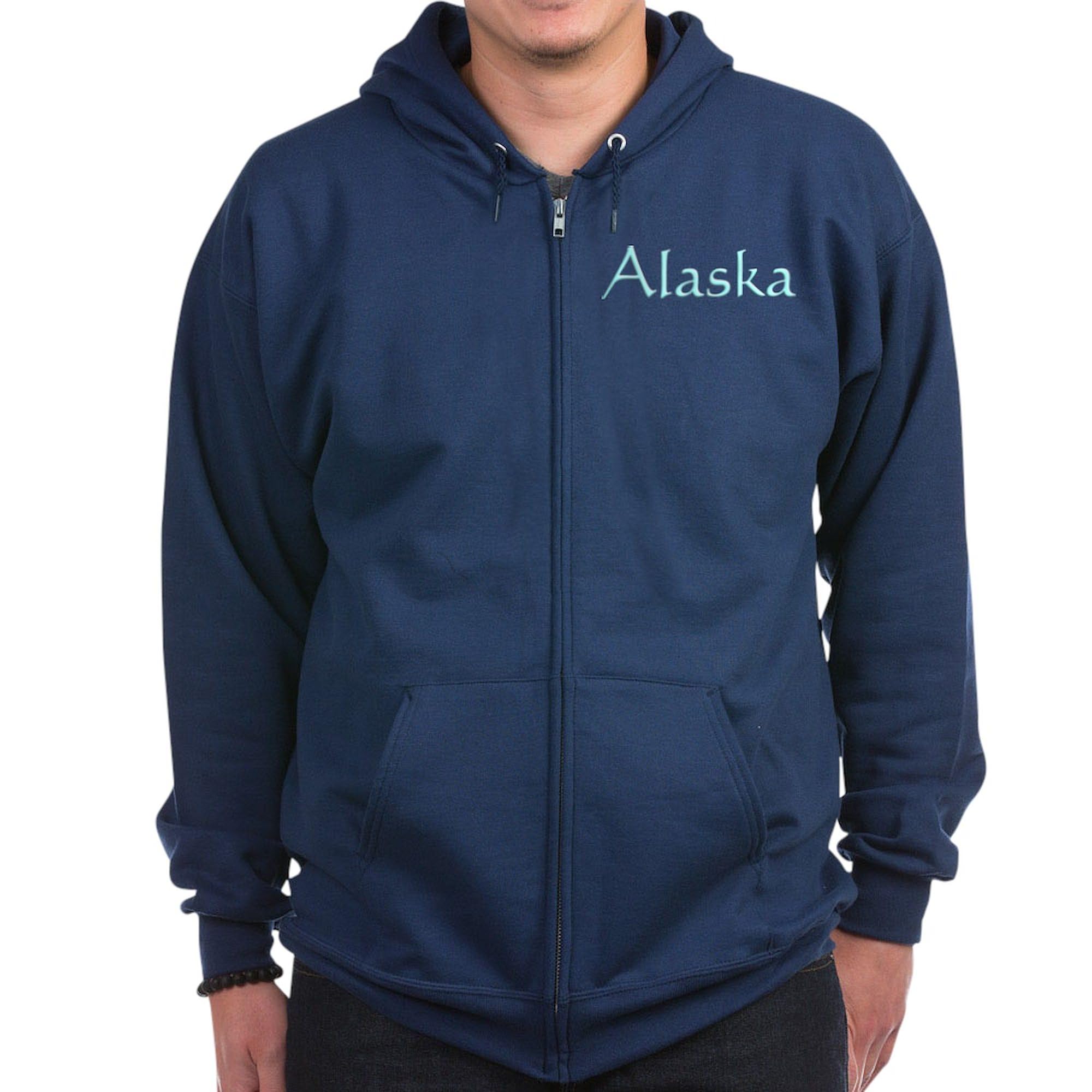 Men's Dark Zip-Up Hooded Sweatshirt - Alaska Themed Pullover Jacket for Outdoor Activities & Casual Wear | CafePress