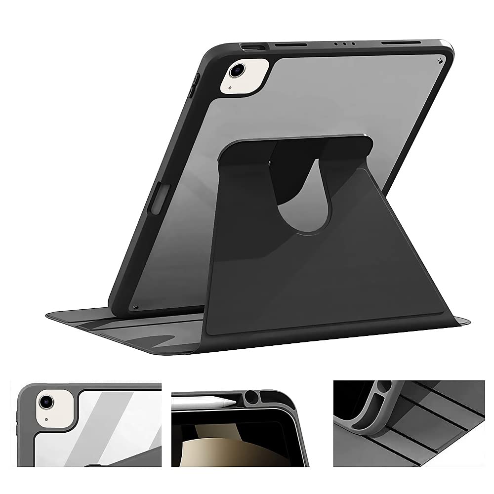 Sahara Venture Series 360° Rotating Protective Case for iPad Air 10.9-inch (4th/5th Gen) & iPad Air 11-inch (M2/M3) - Scorpion Black (TB00246) | Shockproof Stand Cover for Work, Travel & Home Use