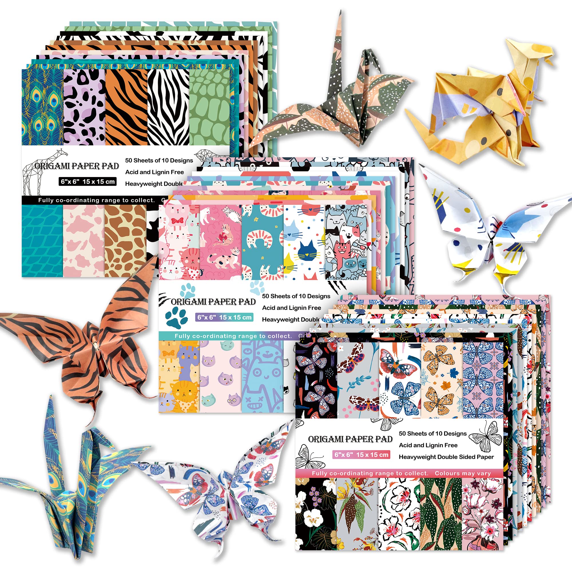 Premium Origami Paper 6x6 Inch 70GSM - 150 Sheets with 30 Double-Sided Designs for Scrapbooking, Card Making, DIY Crafts, and Origami Animals - Vibrant Decorative Paper for Kids and Adults