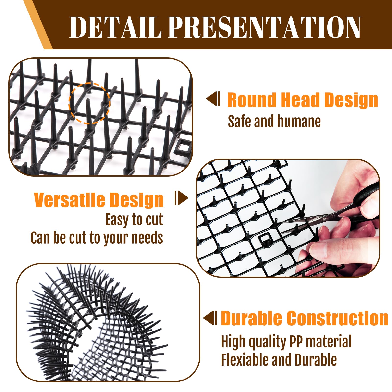 10ft Cat Scat Mat with Spikes for Outdoor Use - Durable Dog Repellent Mat with 8 Garden Staples - Perfect for Gardens, Lawns, and Patios to Keep Pets Away