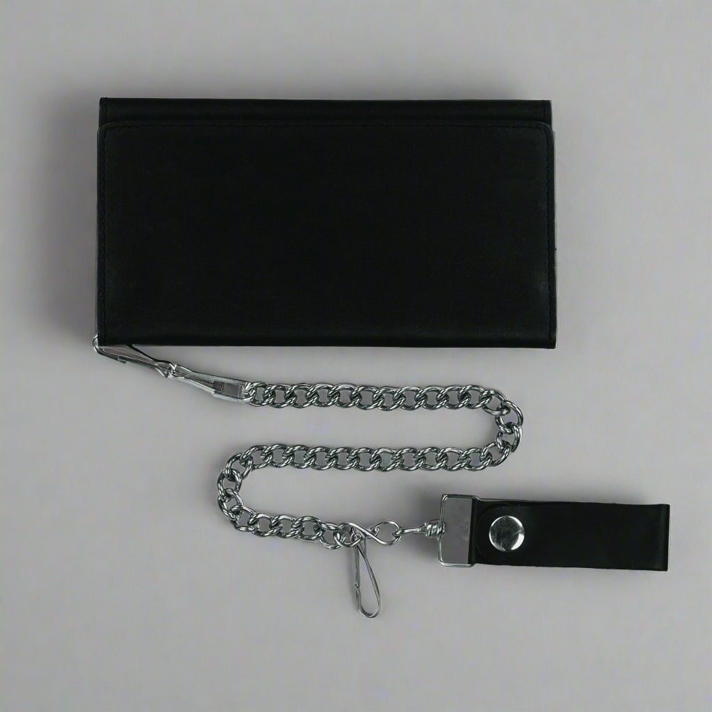 Open Road Men's Chain Trifold Leather Wallet - RFID Blocking Bifold Wallet for Men with Money Clip - Perfect for Travel, Business & Everyday Use