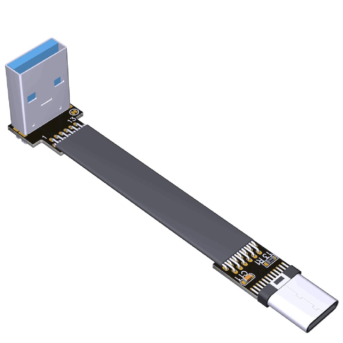 ADT-LINK USB 3.0 to USB-C Cable 3.1 Gen1 Type A Male to Type C Male 90 Degree Up/Down Angle Adapter - High Speed Data Sync & Fast Charging Cord for Smartphones, Laptops, Tablets - Perfect for Office, Travel, and Home Use (0.03m, S2-T1)