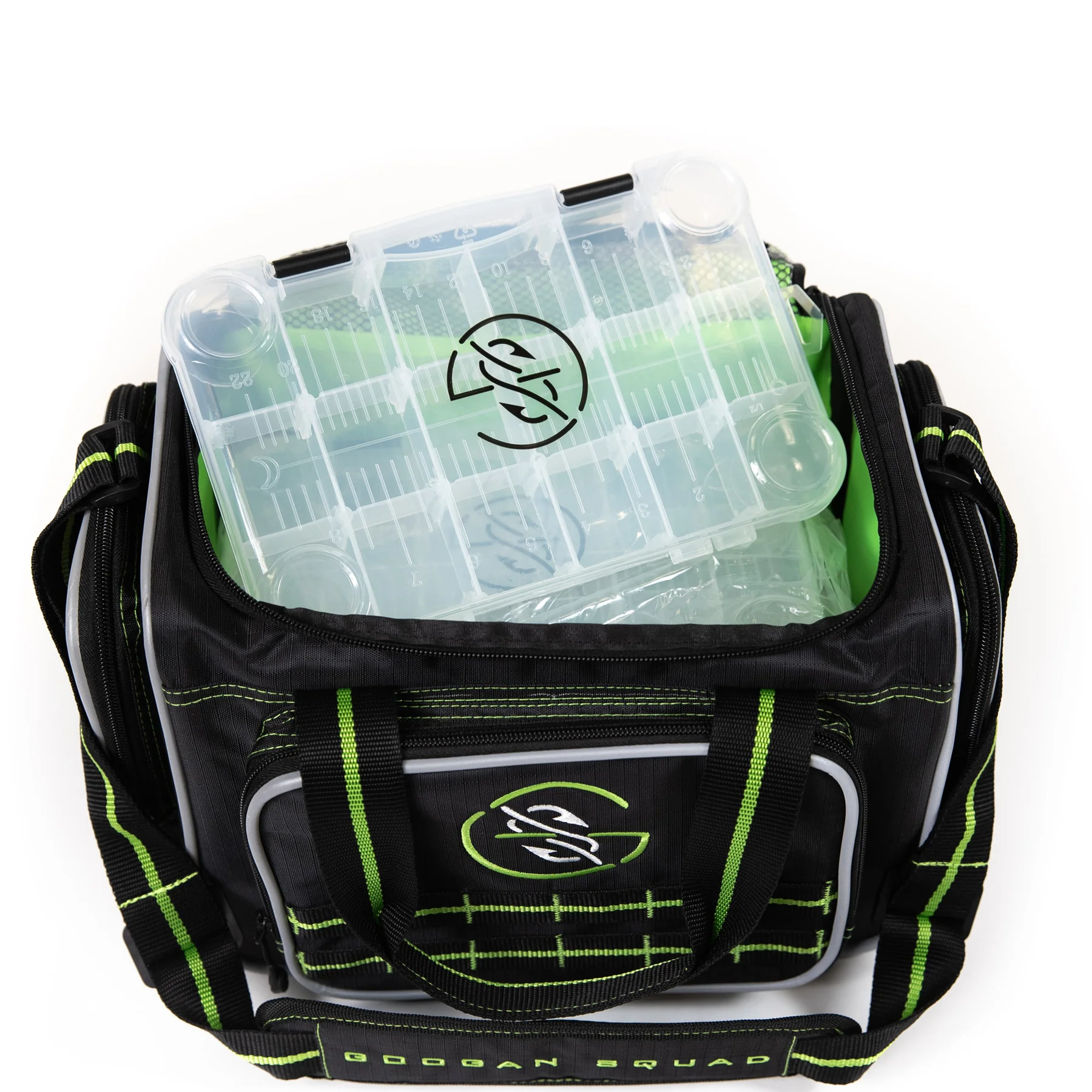 3600 Tackle Bag - Black & Green Waterproof Fishing Gear Organizer for Bass, Trout & Saltwater - Perfect for Boat, Kayak & Shore Fishing Adventures