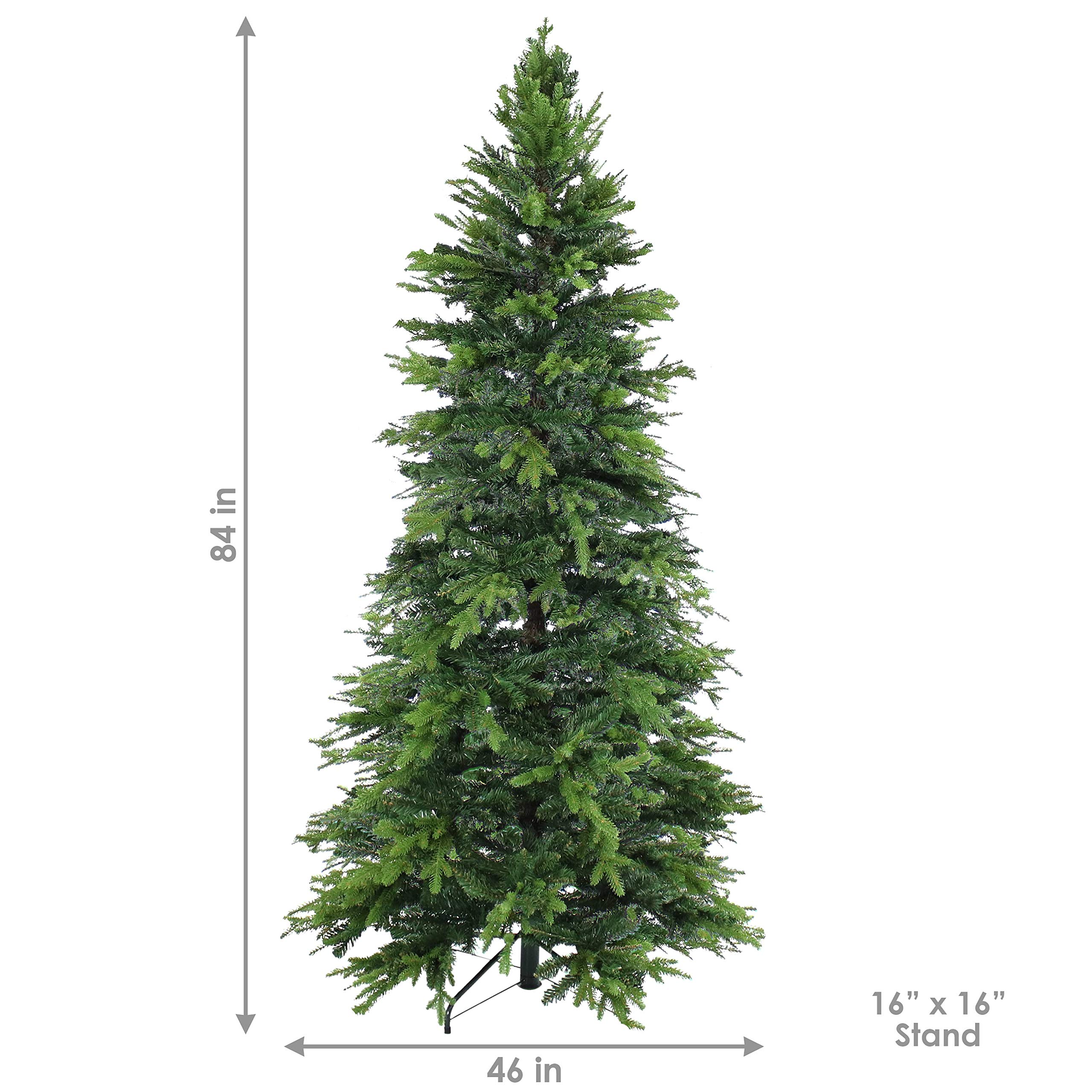 Sunnydaze 7ft Slim Artificial Christmas Tree with Stand - Unlit Indoor Holiday Decor for Living Room, Office & Festive Home Decorations