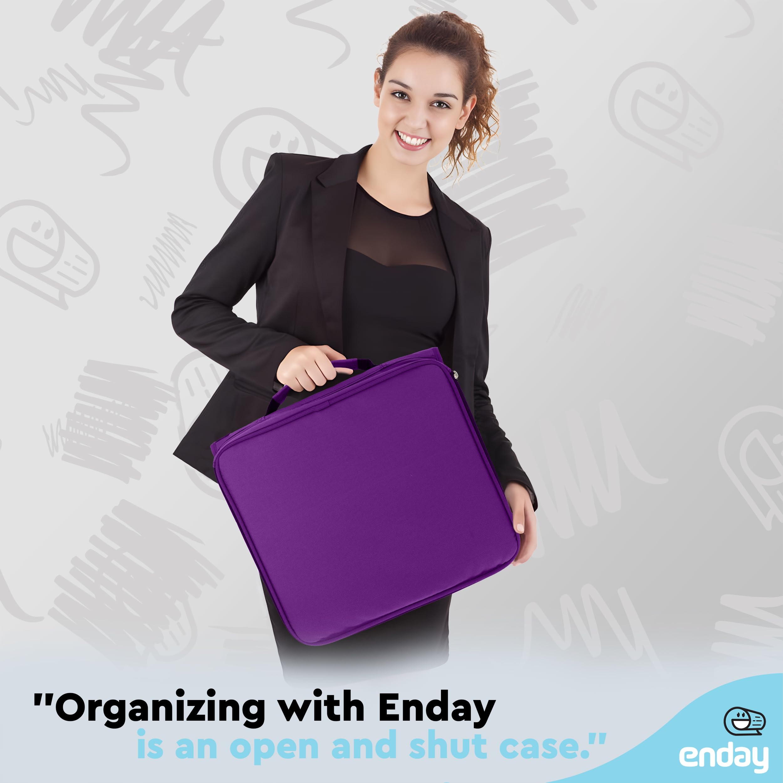 Enday 2 Inch Zipper Binder - 880 Sheet Capacity, 5 Pockets, Expanding File Folder with Durable Handle, School & Office Organizer in Purple - Perfect for Students, Teachers & Professionals to Organize Documents, Notes & Supplies
