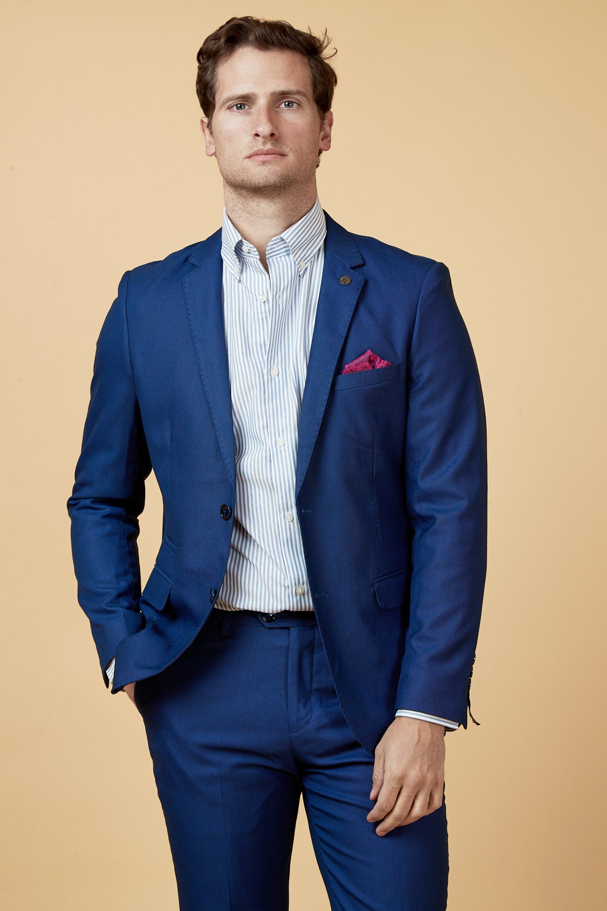 Royal Blue Tailored Blazer for Men - Slim Fit Formal Suit Jacket | Business, Office & Wedding Attire | Premium Wool Blend Fabric