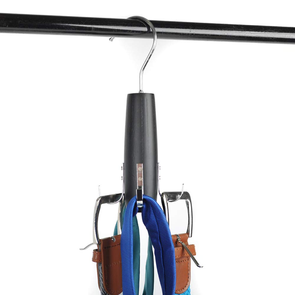 Umo Lorenzo 4-Hook Belt Organizer - Space Saving Closet Hanger for Belts, Ties, Scarves & Accessories | Perfect for Bedroom, Closet & Travel Organization