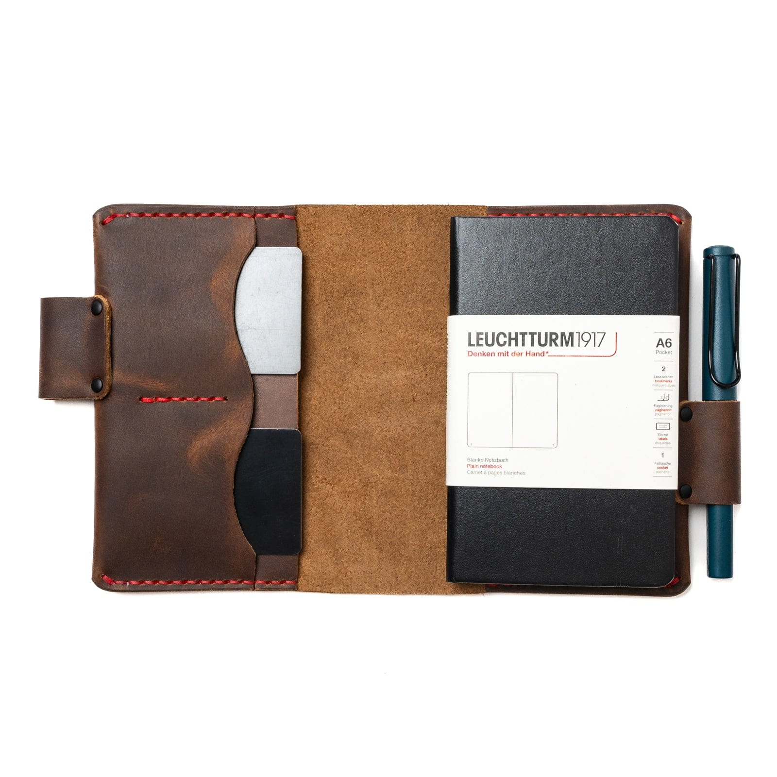 Premium Leather Leuchtturm1917 Pocket Notebook Cover - Slim Protective Case for A5 Notebooks - Perfect for Journaling, Sketching & Daily Planning