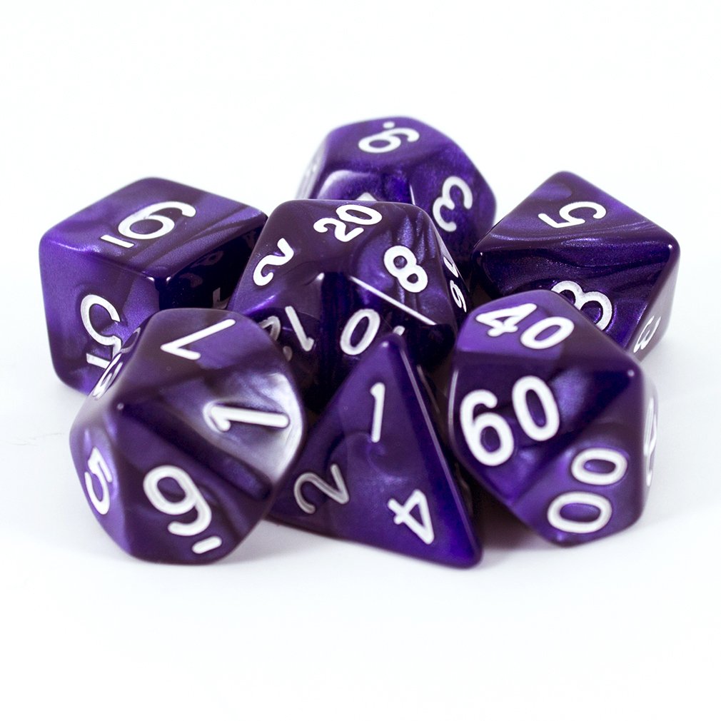 Pearl Effect Purple RPG Dice Set - 7-Piece Polyhedral Dice for Dungeons & Dragons, Pathfinder & Tabletop RPG Gaming - Perfect for D&D Players, Collectors & Role-Playing Game Enthusiasts