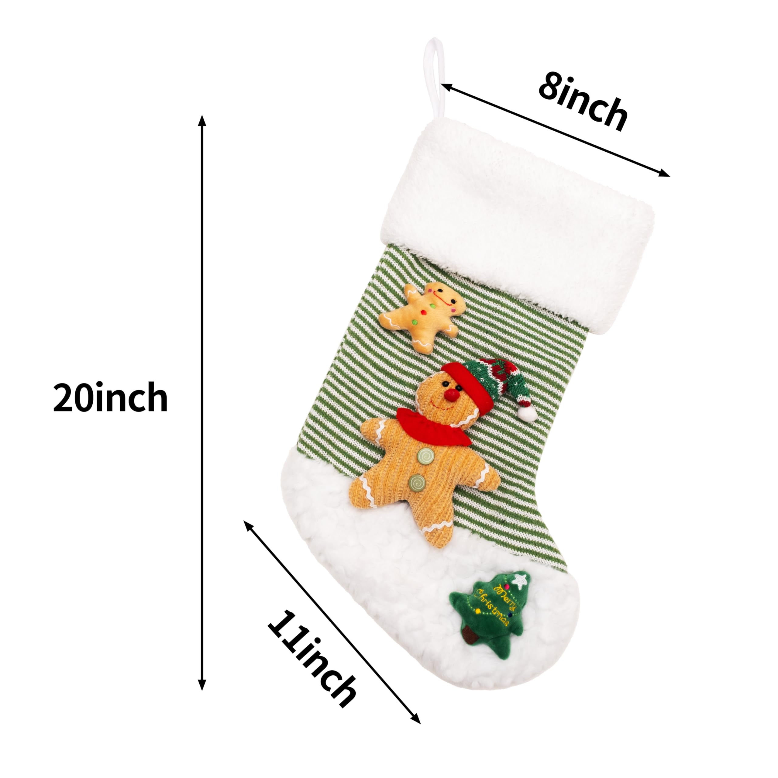 2024 New 3D Elf Boy Christmas Stockings for Kids - Green Embroidery Holiday Decor for Fireplace, Party & Home Decoration - 1 Pack - Perfect for Gifts, Stocking Stuffers & Festive Celebrations