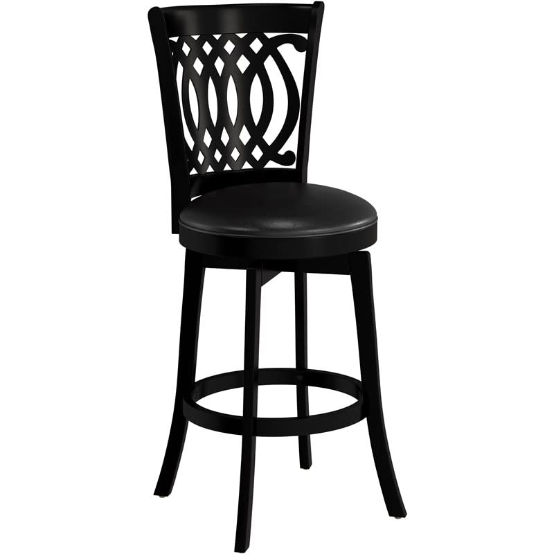 Hillsdale Van Draus Swivel Barstool with Flare Leg - Black Bar Stool for Kitchen Island, Breakfast Nook & Home Bar - Adjustable Height Counter Stool