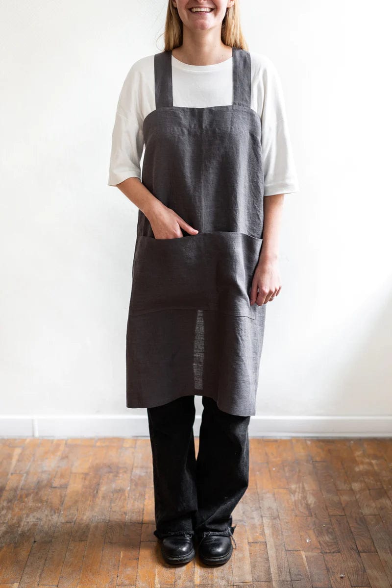 Japanese Cross Linen Apron - Premium Unisex Kitchen Apron for Cooking, Baking & BBQ - Breathable & Stylish Cross-Back Design for Home Chefs & Professional Cooks