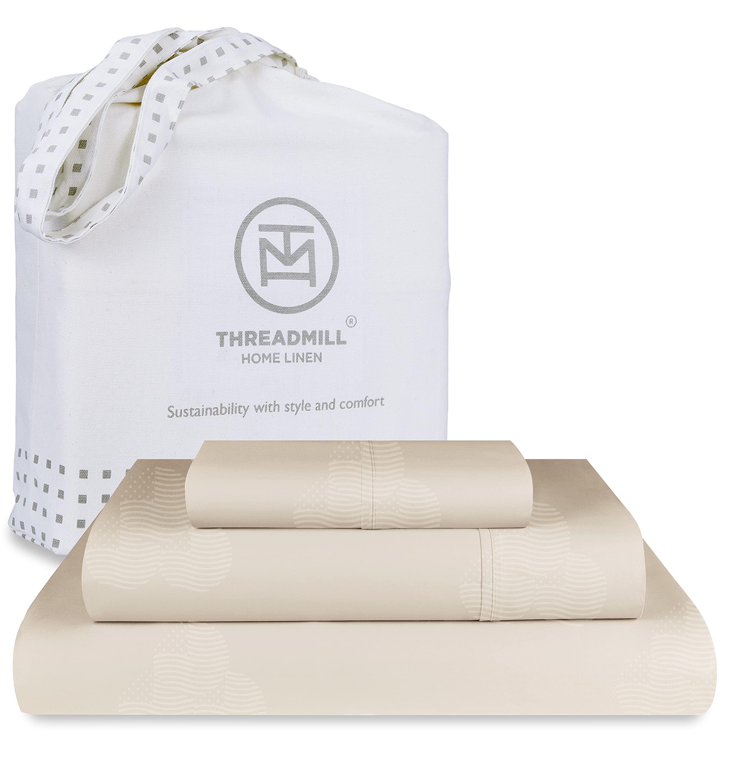 Premium 100% Cotton Twin Sheet Set - Soft Breathable Damask Jacquard Sateen Bedding with 16