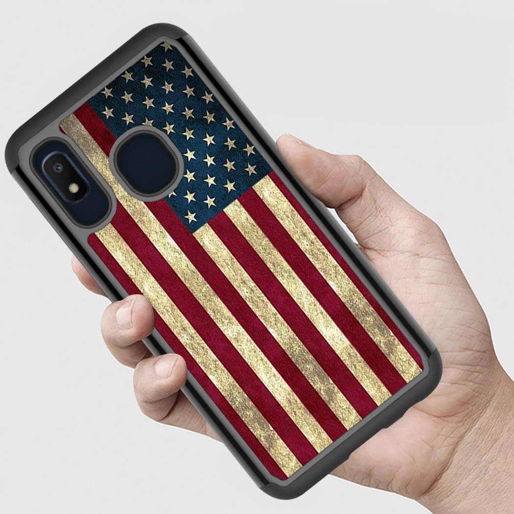**Samsung Galaxy A10E Phone Case for Women - Heavy Duty Shockproof Rugged Protective Cover with Dual Layer Design (USA Flag) - Perfect for Outdoor, Work & Daily Use**
