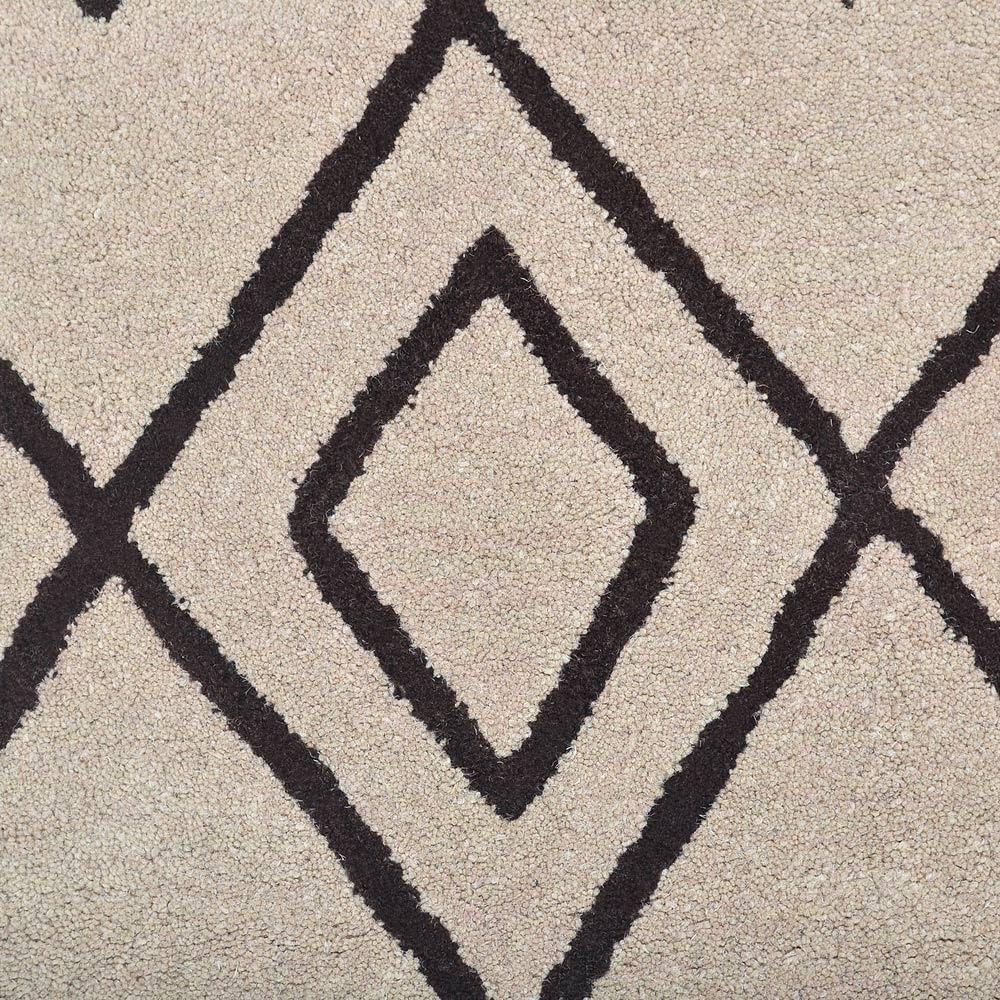 Hand Tufted Wool Eco-Friendly Round Area Rug 8'x8' - Cream & Brown Geometric Modern Design, High Pile Thick Handmade Carpet for Living Room & Bedroom | Soft & Durable Floor Decor for Home, Office & Nursery (K04510)