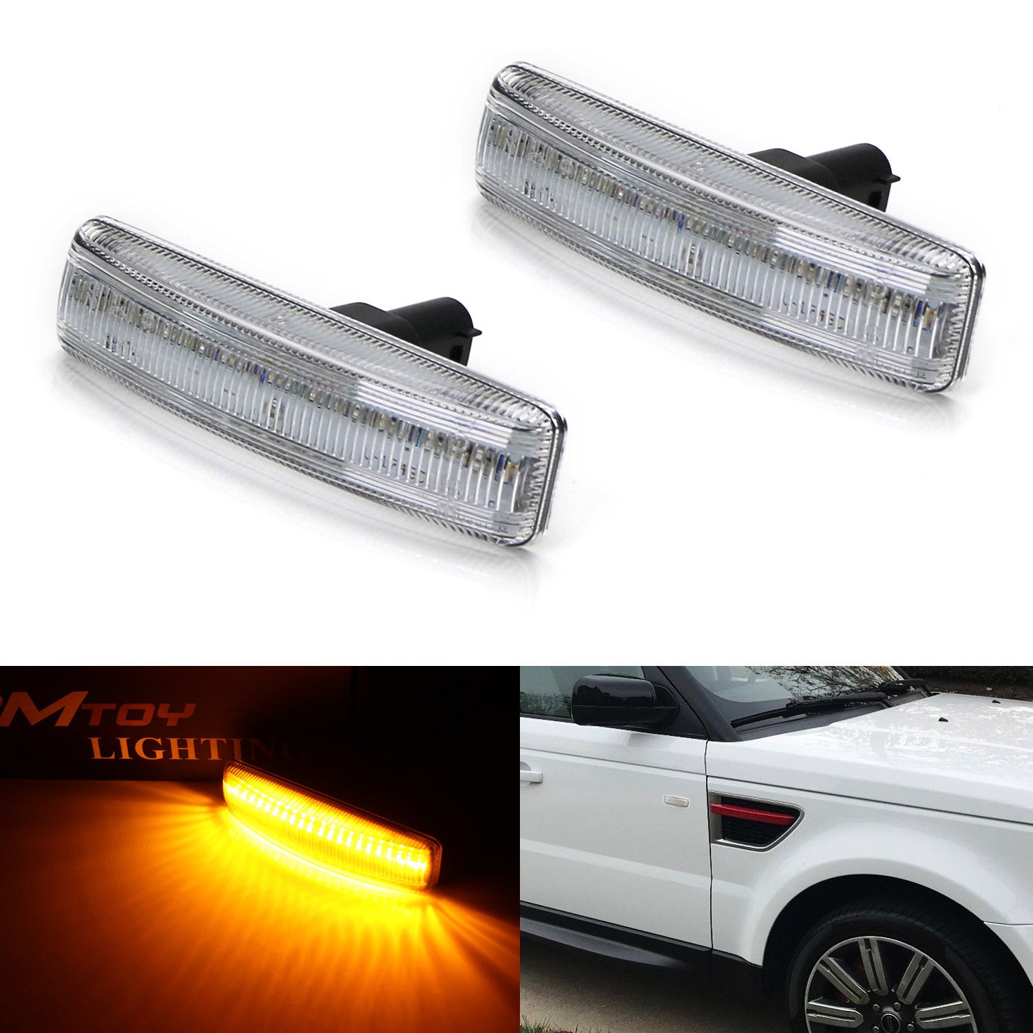 Amber LED Side Marker Lights for Range Rover Sport & Discovery LR3 LR4 - Clear Lens, Durable & Bright - Perfect for Off-Roading, Night Driving & Customization
