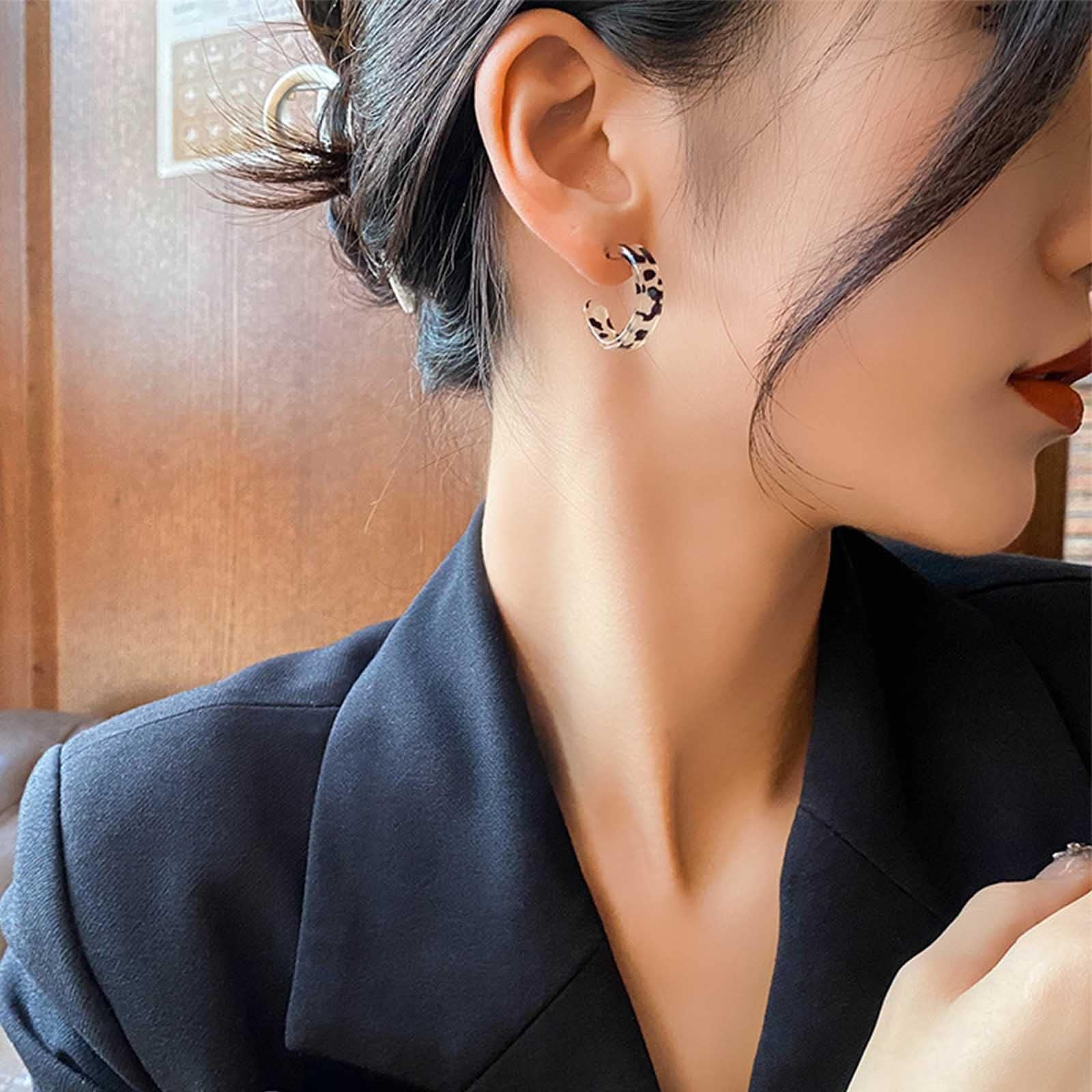 Yienate Leopard Print Hoop Drop Earrings - Lightweight Tortoiseshell Acrylic Geometric Circle Dangle Earrings for Women | Statement Jewelry for Prom, Party & Everyday Wear