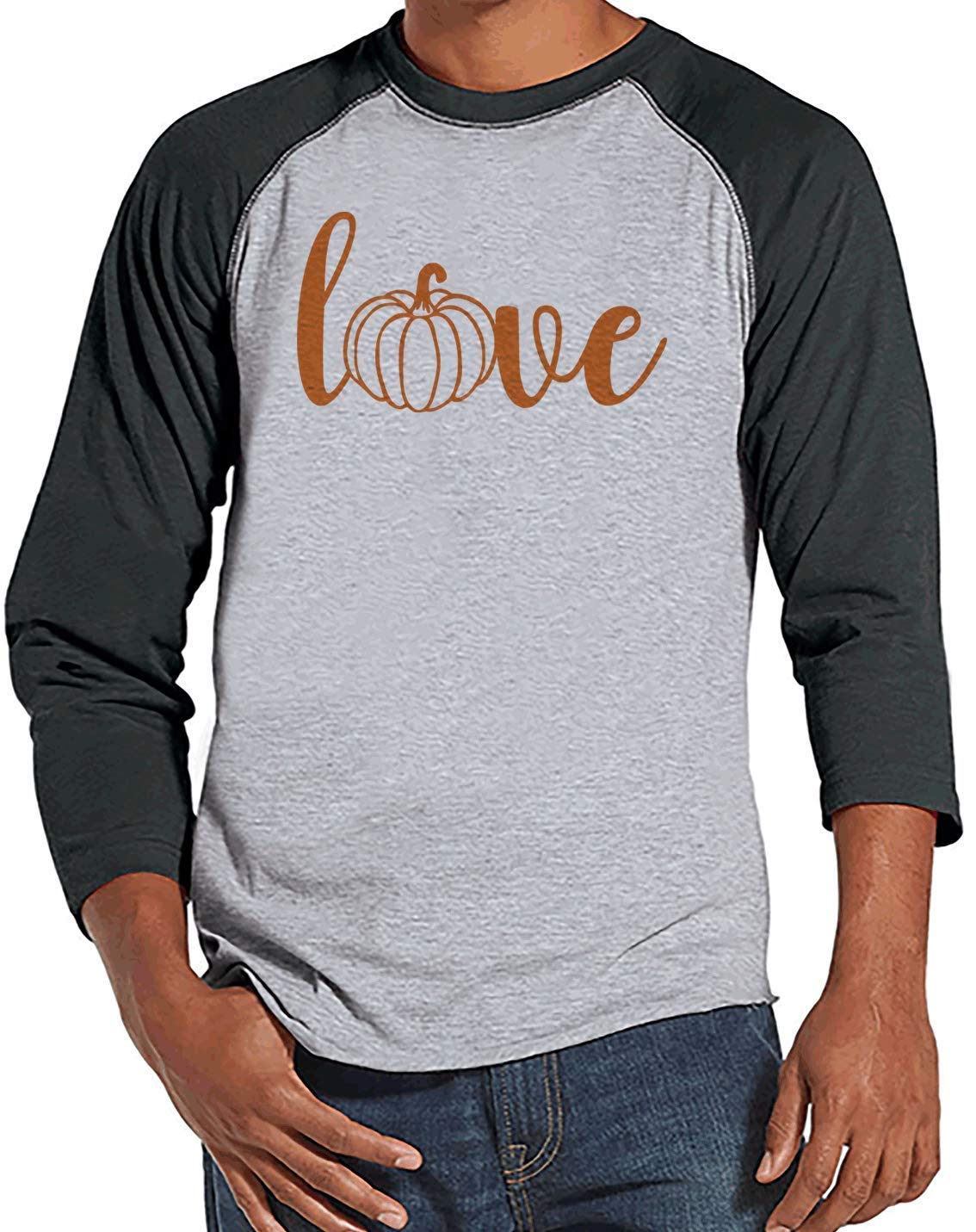 7 ate 9 Apparel Men's Pumpkin Love Graphic T-Shirt - Funny Halloween Shirt for Men, Fall Autumn Thanksgiving Outfit, Casual Wear & Holiday Party