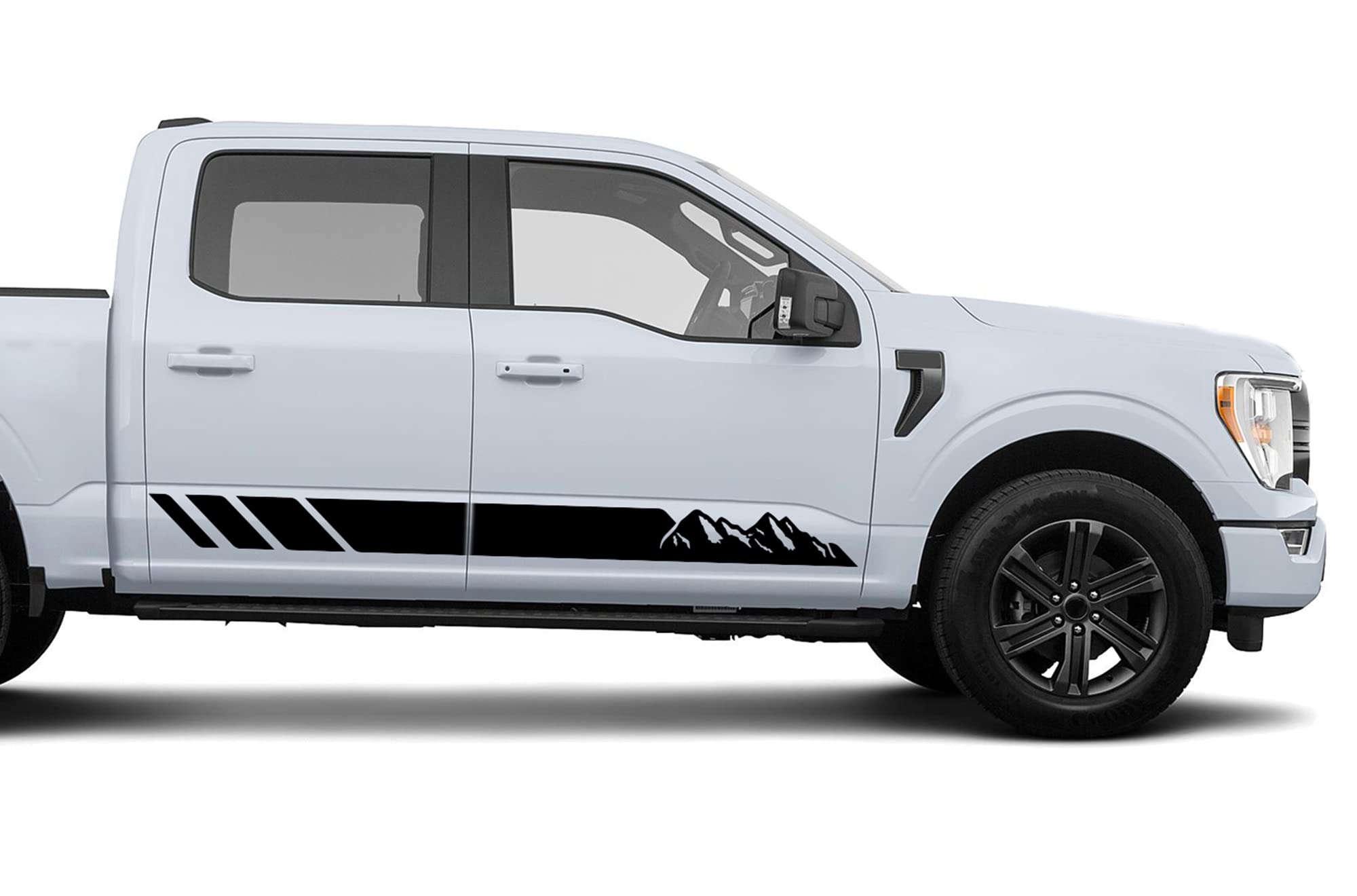 Premium Black Vinyl Mountain Stripes Decals for Ford F150 All Generations (2006-2023) - Satin Metallic Finish Stickers | Durable Exterior Graphics for Trucks & SUVs | Off-Road & Adventure Vehicle Customization