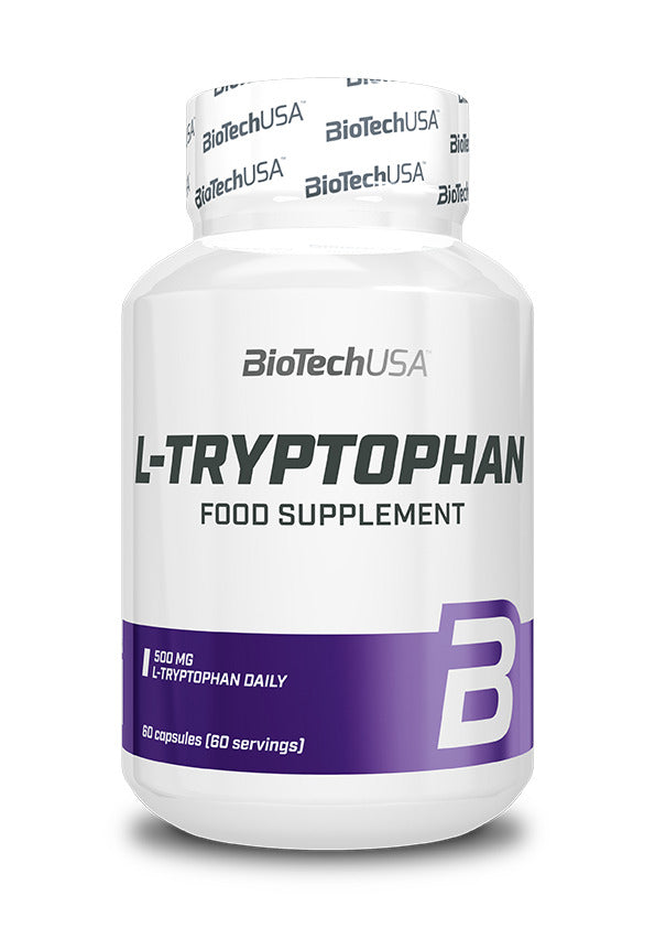 BioTechUSA L-Tryptophan 60 Capsules - Premium Amino Acid Supplement for Sleep Support, Mood Enhancement & Stress Relief | Ideal for Nighttime Relaxation & Wellness