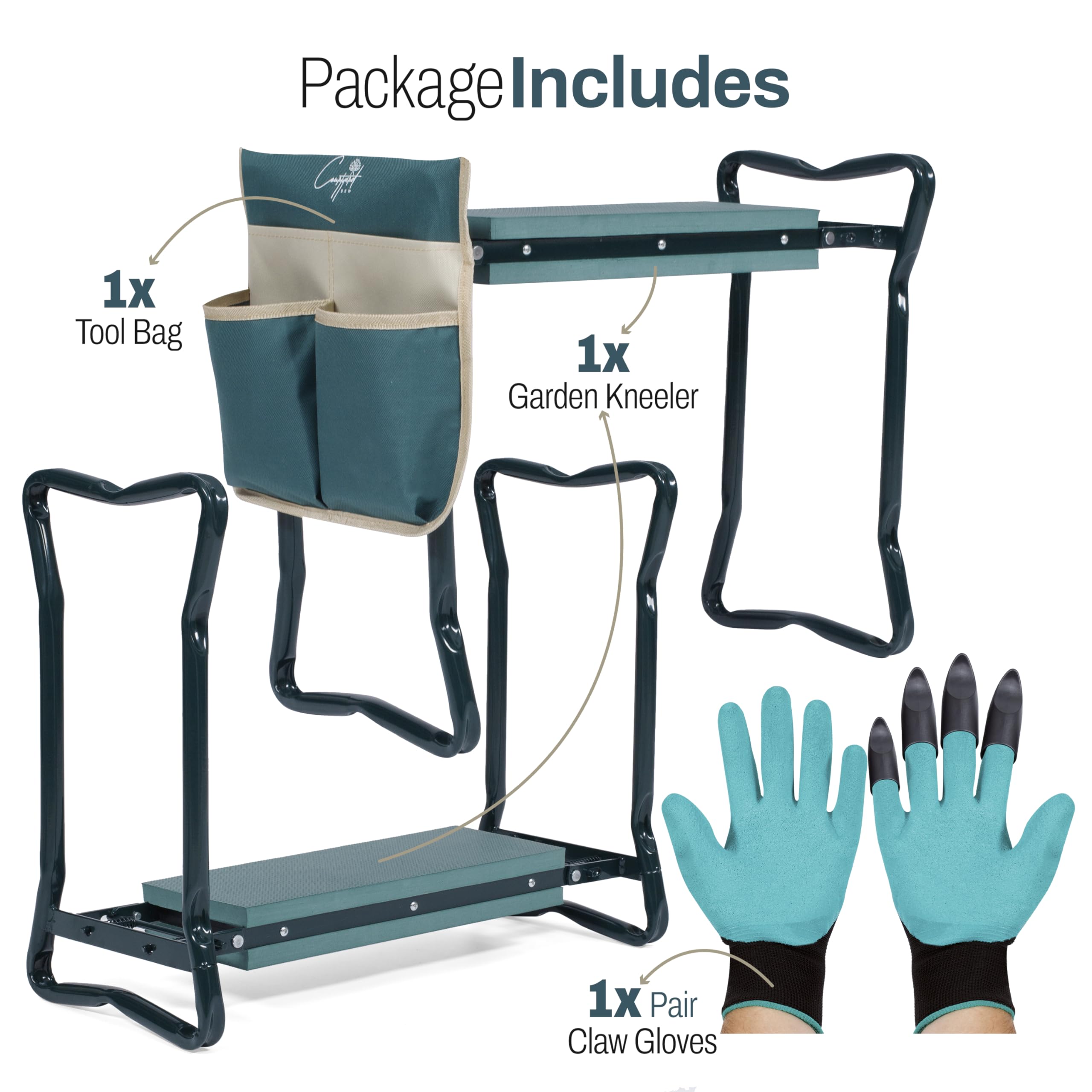 **Portable Garden Kneeler Seat with EVS Cushion & 2X Gloves - Heavy Duty, Soft & Wide Kneeling Pad for Gardening - Perfect Gift for Parents (Ideal for Planting, Weeding & Outdoor Work)**