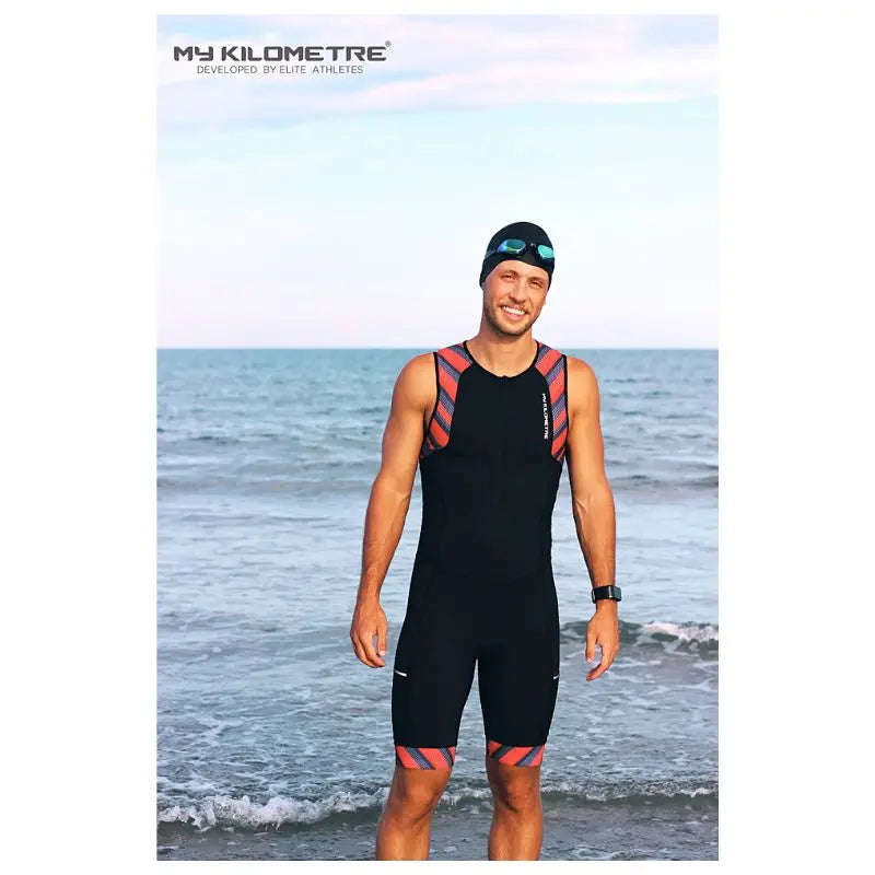 Men's Triathlon Suit Sleeveless - Triathlon Race Suit for Swim Bike Run | Lightweight Quick-Dry Skinsuit for Competitive Training & Ironman Events