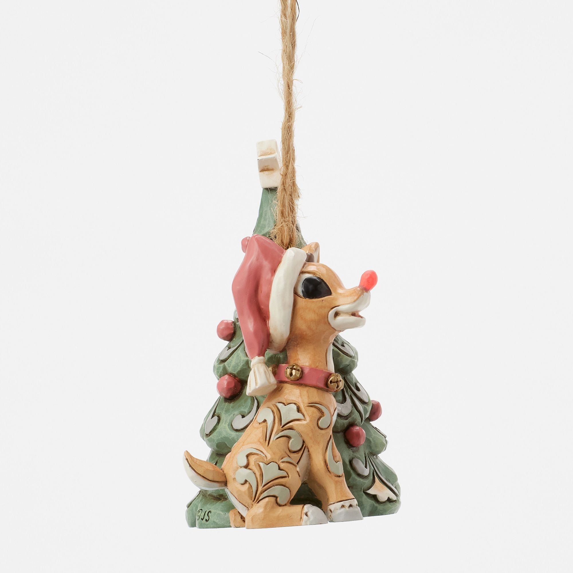 Woodland Rudolph with Tree Handmade Ornament - Christmas Decor for Tree, Gift, and Holiday Home Decoration