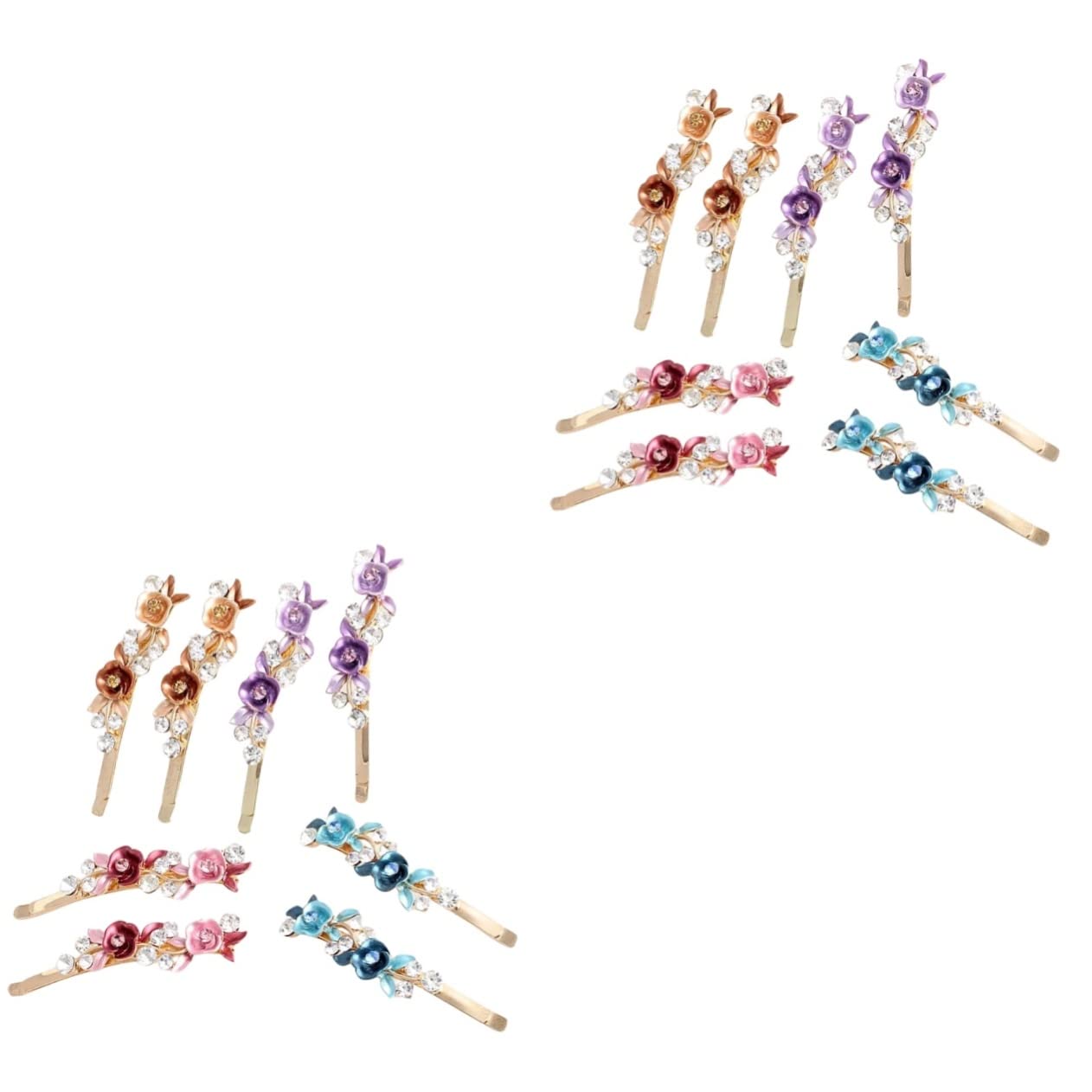 FOMIYES 16 Pcs Floral Hair Clips for Women - Rhinestone Bobby Pins, Decorative Hair Barrettes for Thick Hair, Wedding & Bridal Hair Accessories - Perfect for Parties, Prom, and Everyday Styling