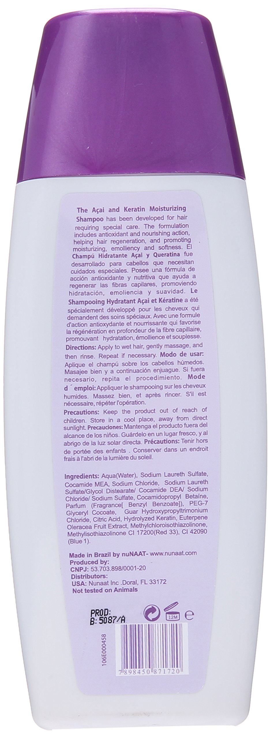 Naat Acai Treatment Shampoo for Damaged Hair - 10.1 oz | Deep Conditioning & Repair | Perfect for Dry, Frizzy & Color-Treated Hair