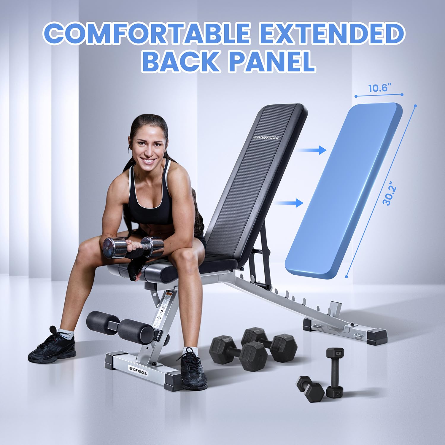 **Heavy Duty Adjustable Weight Bench for Home Gym - Strength Training & Weightlifting with Upgraded Breathable Leathaire Material (Black) - Perfect for Full-Body Workouts, Dumbbell Exercises & Home Fitness**