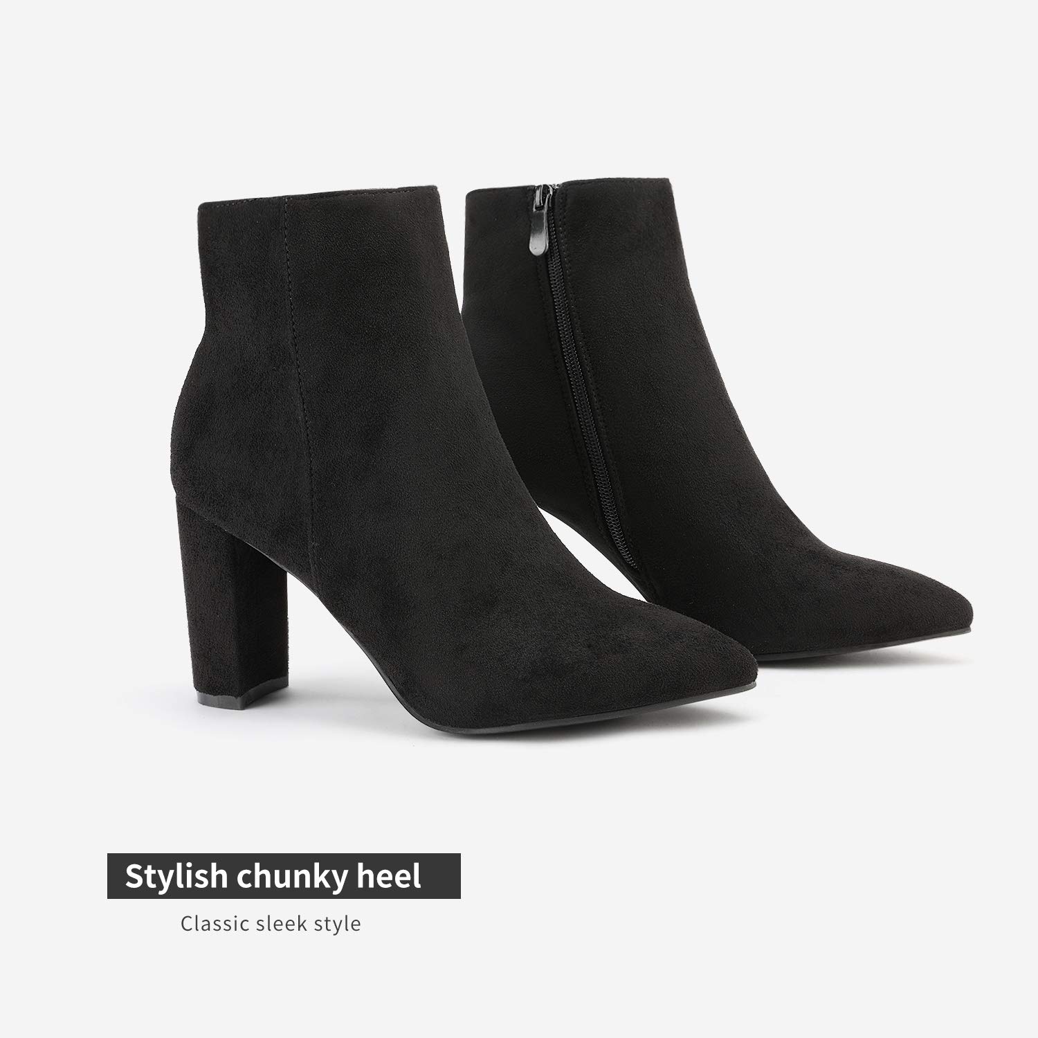 DREAM PAIRS Women's Chunky High Heel Ankle Boots - Chelsea Boots for Daily Wear, Dance & Party | Comfortable Fashion Booties for Women (SIANNA-1) - Perfect for Office, Night Out & Special Occasions