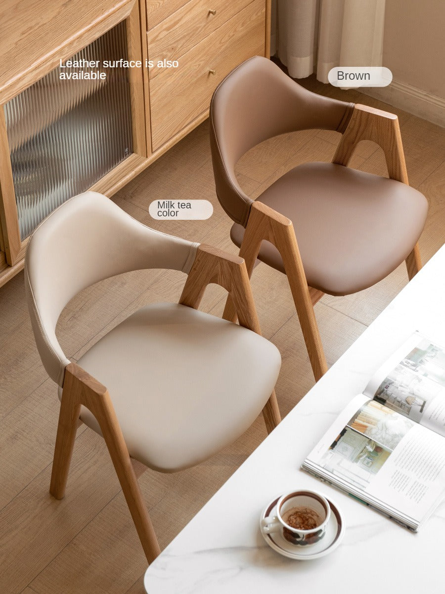 Premium 2-Piece Solid Wood Chair Set - Black Walnut, Ash & Oak with Soft Fabric/Leather Back Support | Modern Dining Room & Living Room Furniture for Home Decor