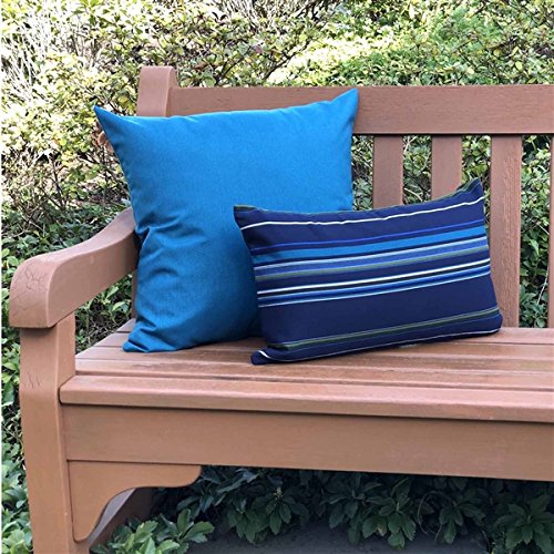 Sunbrella Outdoor Decorative Pillows Set of 2 - 20x20 Inch Waterproof Patio Cushions with Inserts, Peacock Blue Design for Porch, Poolside & Garden Furniture